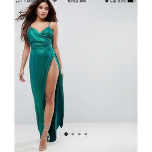 Metallic green slinky dress
